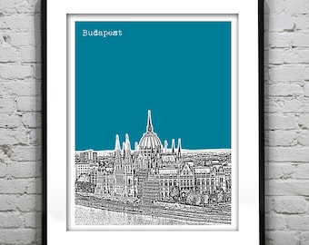 Budapest Hungary Poster City Skyline Art Print Parliament Building