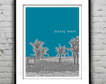 Delray Beach Skyline Poster Art Print Florida Item T4254