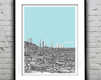 Nice France Poster City Skyline Art Print Europe