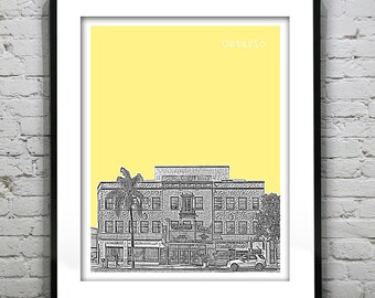 Ontario California Skyline Art Print Poster CA Version 1