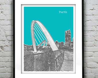 Perth Australia Skyline Poster Print Art Item T3040