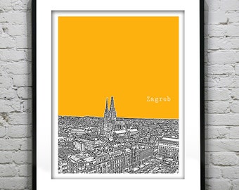 Zagreb Croatia Skyline Poster Art Print
