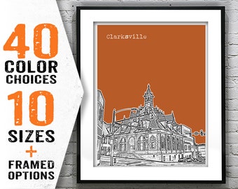 Clarksville Tennessee Poster Print City Skyline Art Item T2031