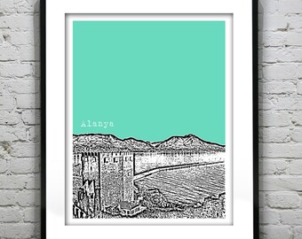 Alanya Turkey City Skyline Poster Art Print