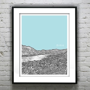 Kotor Montenegro Poster Art Print Skyline Version 2