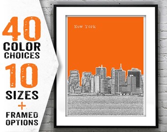 New York City Skyline Poster Art Print NYC Financial District Wall Street Item T1679
