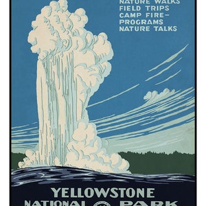 1920's Vintage Yellowstone National Park Travel Art Print - Etsy
