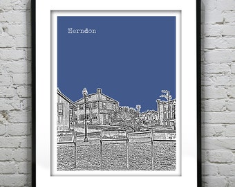 Herndon Skyline Poster Art Print Virginia VA Item T1369
