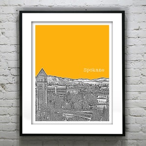Spokane Washington Poster Skyline Art Print Item T2898
