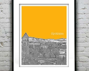 Spokane Washington Poster Skyline Art Print Item T2898