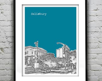 Salisbury North Carolina Poster Skyline Poster Art Print NC Version 1