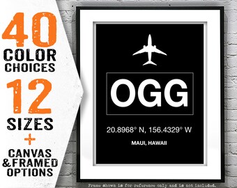 OGG Kahului Airport Aviation Poster Art Print Maui Hawaii Item T4049