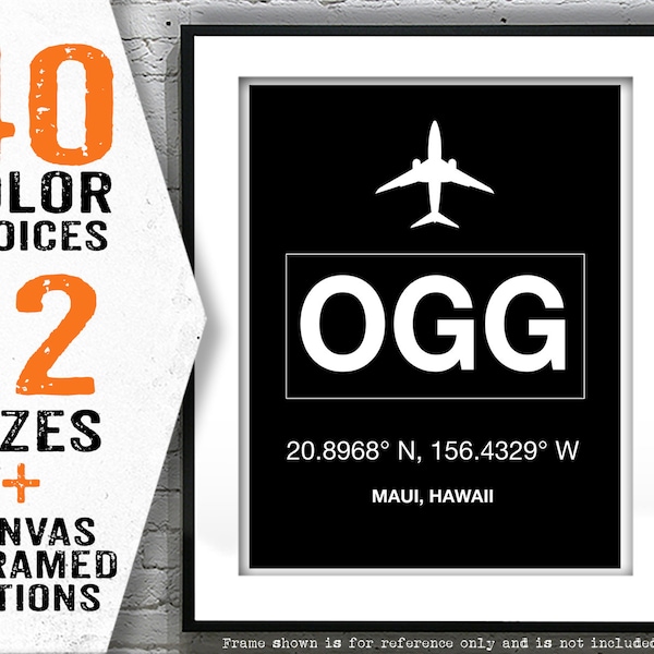 OGG Kahului Airport Aviation Poster Art Print Maui Hawaii Item T4049