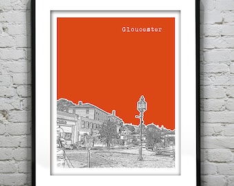 Gloucester Skyline Poster Art Print Massachusetts MA Item T2608