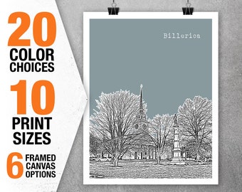 Billerica Poster Art Print Massachusetts MA Item T5388