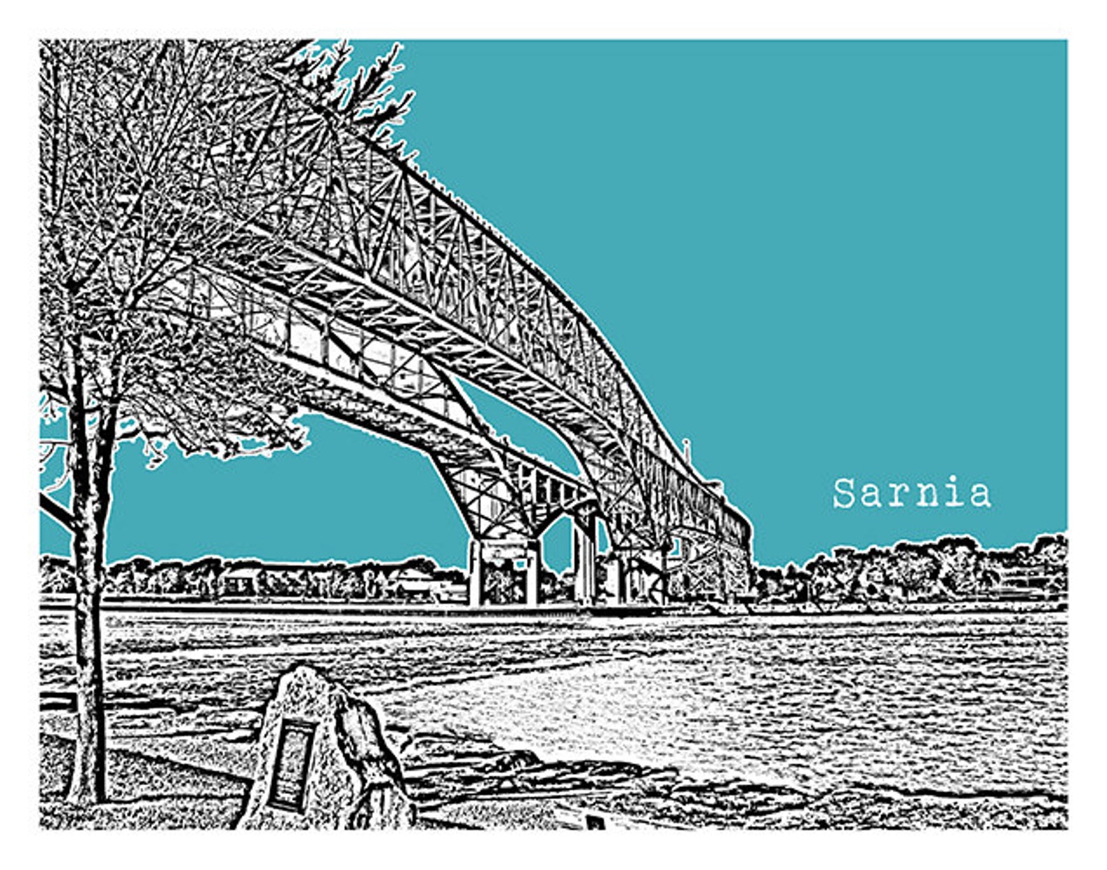 Sarnia Skyline Poster Art Print Ontario Canada Etsy