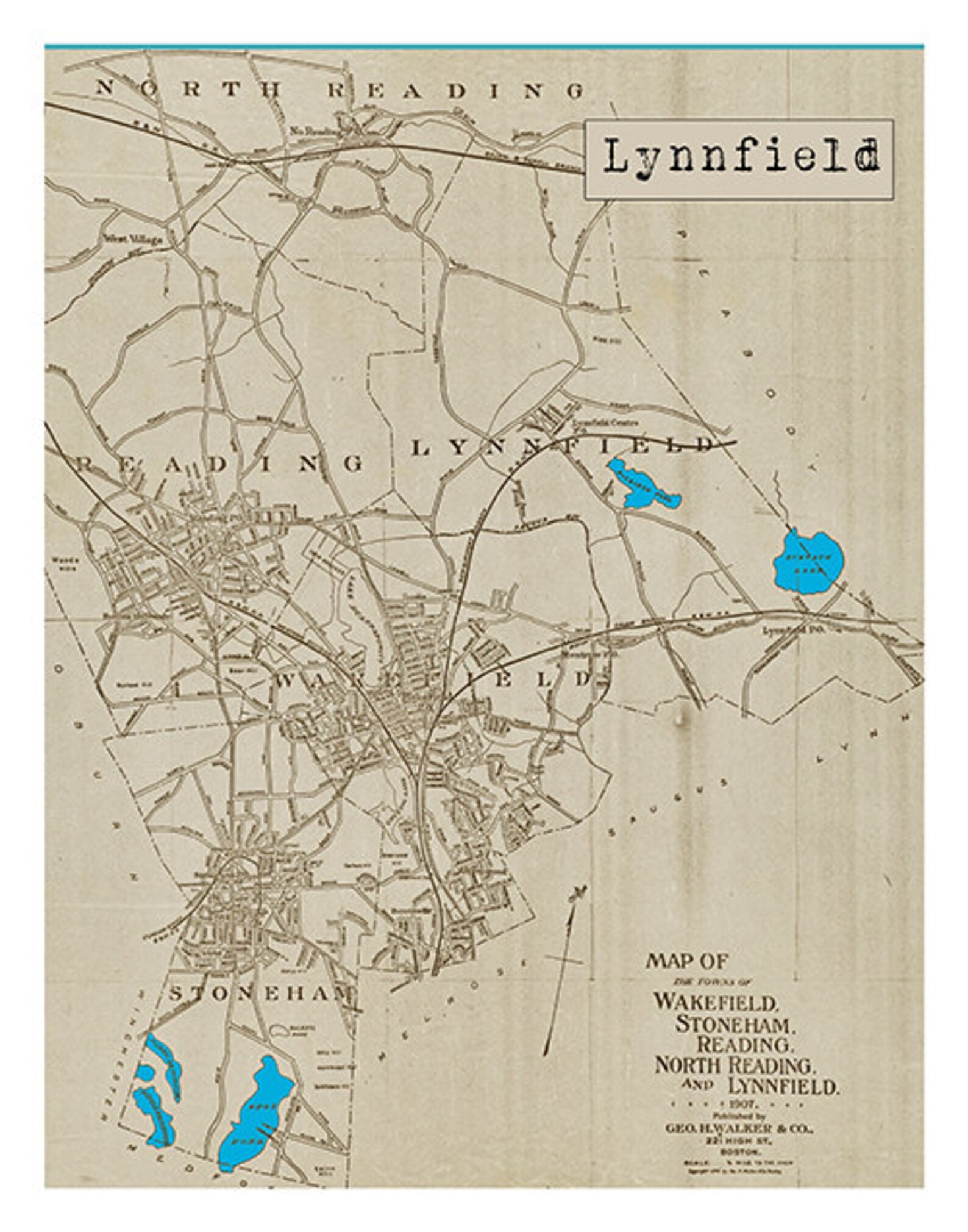 Lynnfield Poster Old Vintage Map Art Print Massachusetts Item Etsy