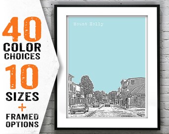 Mount Holly New Jersey Poster Print Art NJ Shore Skyline Item T2076