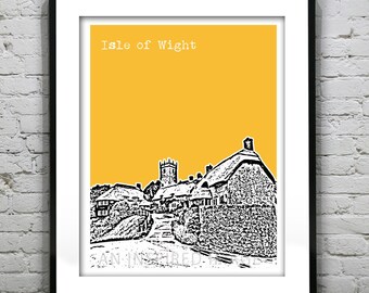 Isle of Wight Poster Art Print Skyline Cottages in Godshill England UK