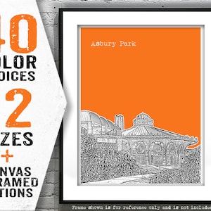 Asbury Park New Jersey Shore Skyline Poster Print Art NJ Jersey Shore Item T4020