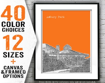 Asbury Park New Jersey Shore Skyline Poster Print Art NJ Jersey Shore Item T4020