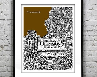 Clemmons Art Print Poster Original North Carolina NC Version 1