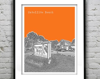 Satellite Beach Skyline Poster Art Print Florida FL Item T1040