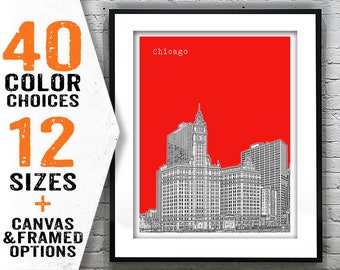 Chicago Illinois Wrigley Building Poster Print City Skyline Art IL Item T2496