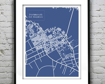 Portsmouth New Hampshire Blueprint Map Poster Art Print NH Item T4234