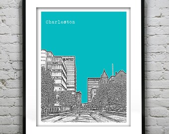 Charleston Skyline Poster Art Print Image West Virginia Item T2633