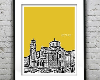 Drvar Bosnia Skyline Poster Art Print