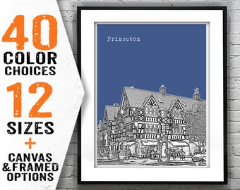 Princeton New Jersey Poster Skyline Art Print NJ Item T1649