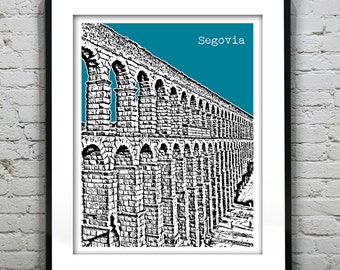 Segovia Spain City Skyline Poster Art Print Aqueduct Item T4381