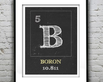 Periodic Table Boron Poster Art Print Periodic Table of Elements B 5
