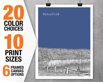 Waterford Connecticut Poster Print Art City Skyline CT Item T5329