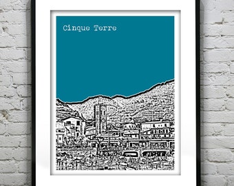 Cinque Terre Italy City Skyline Poster Art Print Monterosso Item T2987