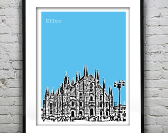 Milan Skyline Art Print Poster Italy Version 1