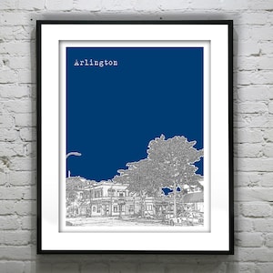 Arlington Massachusetts Skyline Poster Art Print MA Item T2084