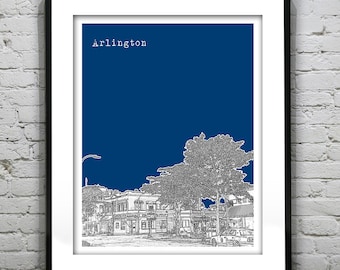 Arlington Massachusetts Skyline Poster Art Print MA Item T2084