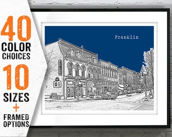 Franklin Tennessee City Skyline Poster Art Print Landscape TN Item T4047