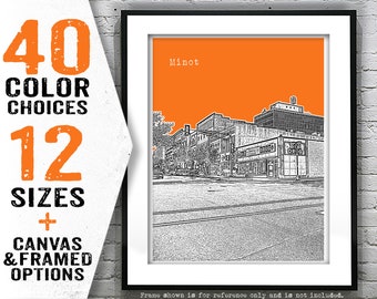 Minot North Dakota Poster Skyline Art Print ND Item T5259