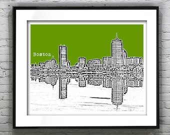 Boston Skyline Poster Art Print Massachusetts MA Landscape Item T1759