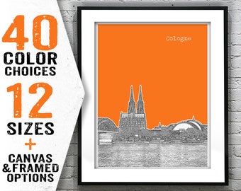 Cologne Koln Germany Poster Skyline Art Print Europe Bridge Item T2617