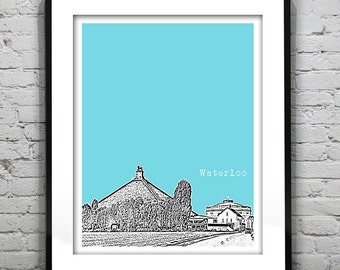 Waterloo Belgium Poster Art Print Skyline Butte De Lion