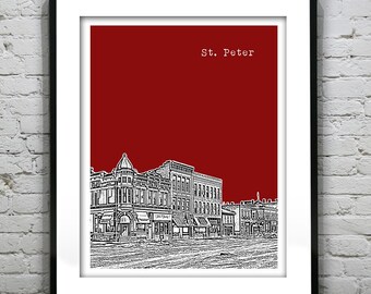 St. Peter Skyline Poster Art Print Minnesota MN