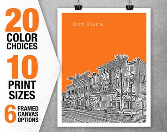 Fort Pierce Skyline Poster Art Print Florida FL Item T5444