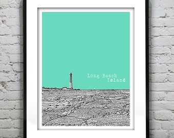 Long Beach Island New Jersey Shore Poster Print Art NJ Skyline Jersey Shore Item T4902