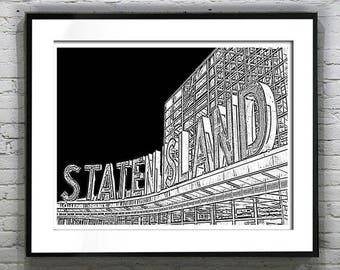 Staten Island New York City Skyline Poster Art Print NYC Item T1920