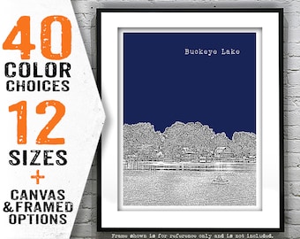 Buckeye Lake Ohio Poster Print Art Ohio Skyline OH Item T4217
