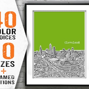 Cleveland Poster Print Art Ohio Skyline  OH Item T1700